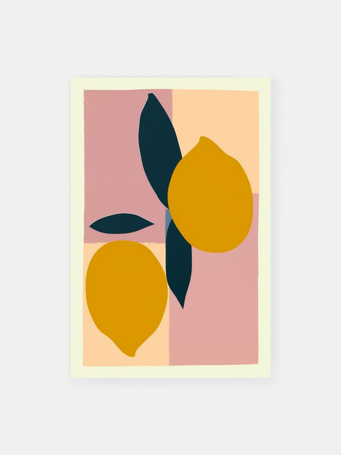 Lemon Raspberry Poster Botanical Lemon Patterns Poster - Klumo Shop