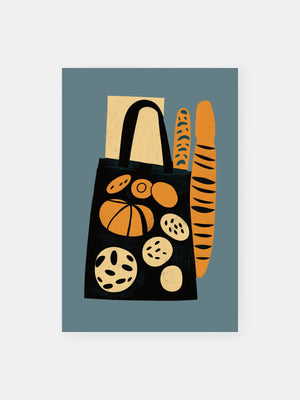 Bread And Baguette Grocery Bag Poster