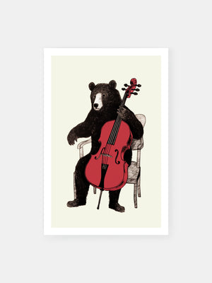 Brown Cello Bear Poster