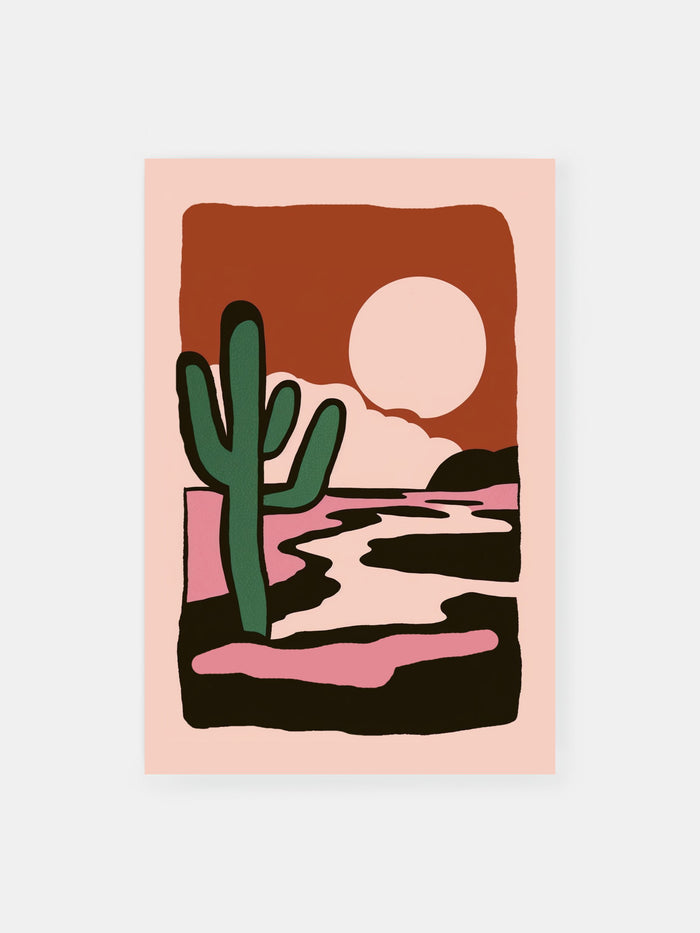 Kaktus Umriss Mexikanische Wüste Poster