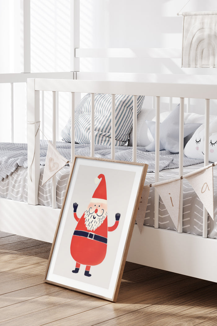 Cartoon Gnome Poster in Stylish Nursery Room Interior Decoration