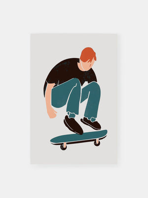 Cartoon Skateboarder Poster
