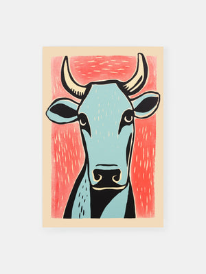 Cartoonish Cow Horns Poster