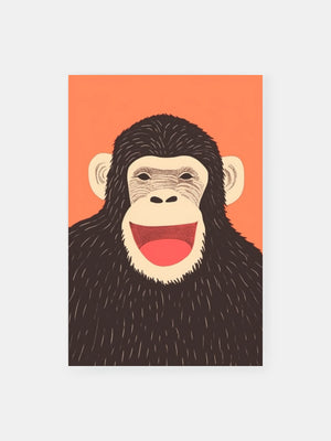 Cheeky Smiling Chimp Poster