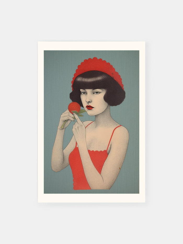 Chic Lady with a Strawberry Poster