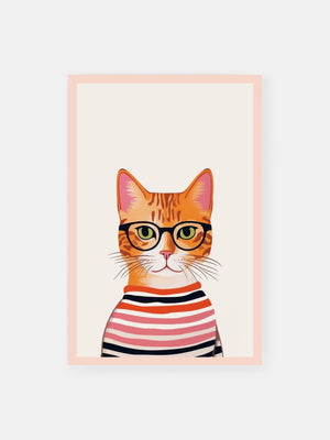 Chic Striped Sweater Cat Poster