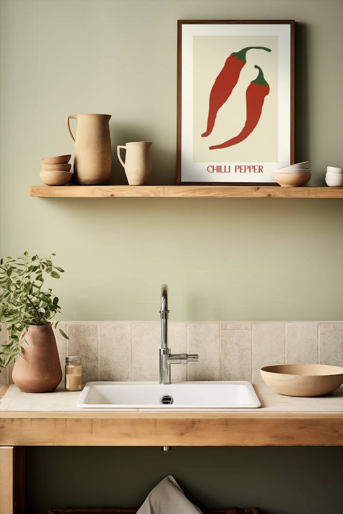 Minimalist Chili Pepper Kitchen Poster Art in Stylish Home Decor