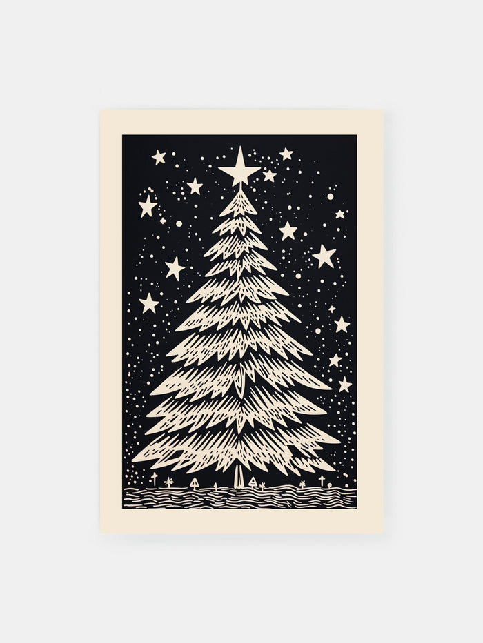 Weihnachtsbaum in der Nacht Poster