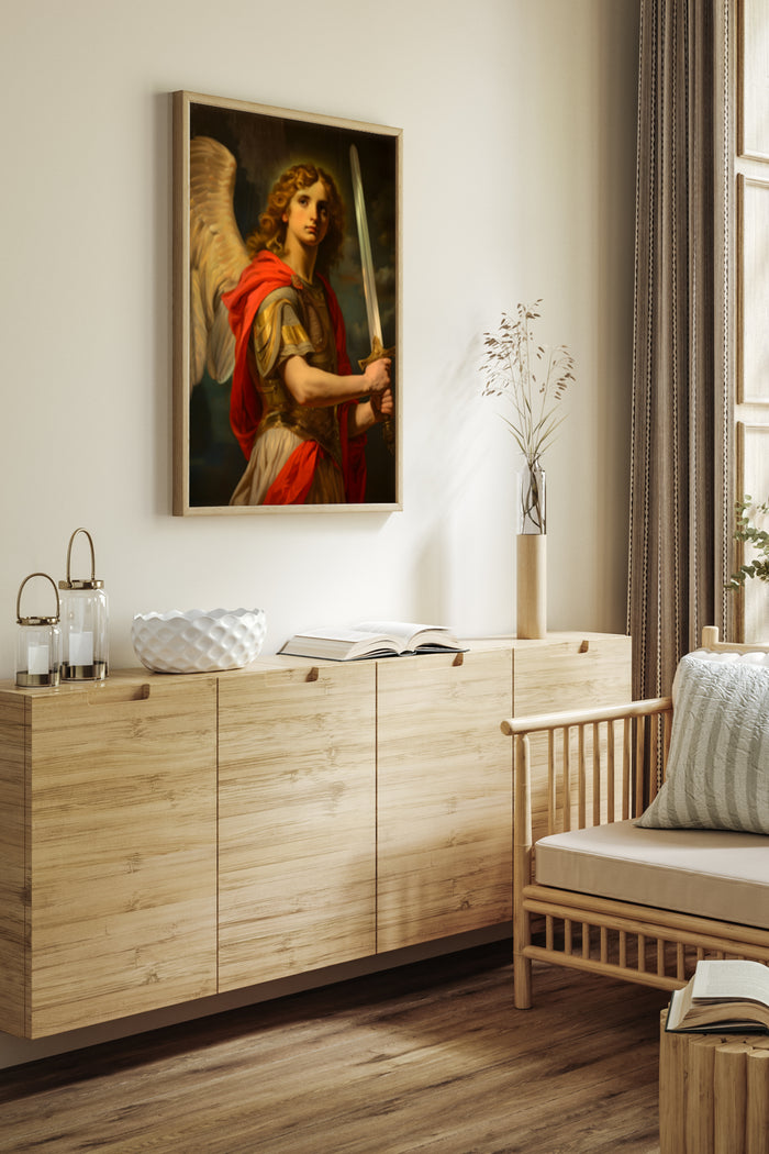 Classic Angelic Figure Painting as Elegant Living Room Wall Art