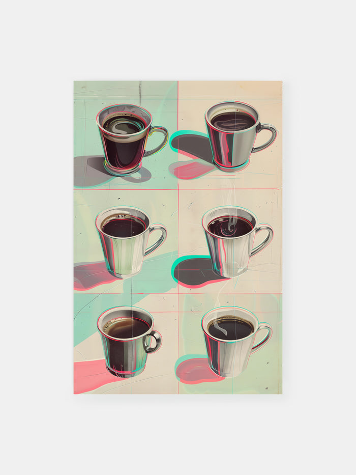 Pop Art Kaffee Typen Illustration Poster