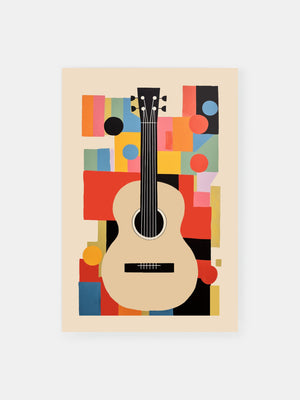 Colorful Cubist Guitar Poster