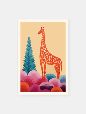 Colorful Giraffe Safari Poster