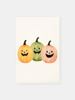 Colorful Halloween Pumpkins Poster