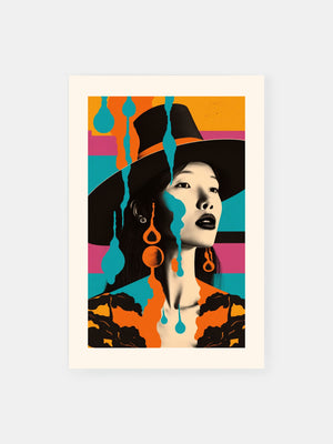Colorful Hat Lady Poster