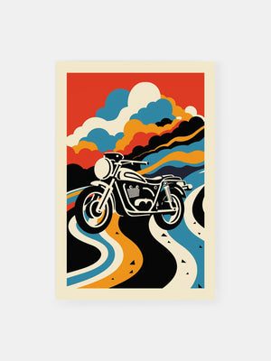 Buntes Motorrad Reise Poster
