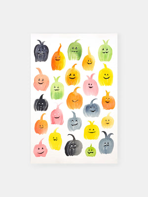 Colorful Smiling Pumpkins Poster