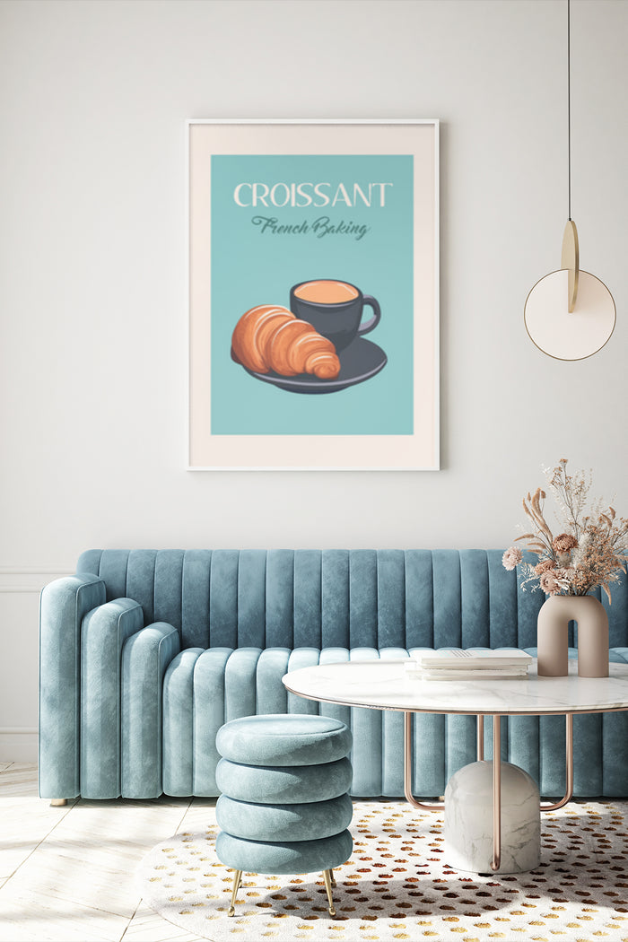 Croissant and coffee cup French baking poster on wall