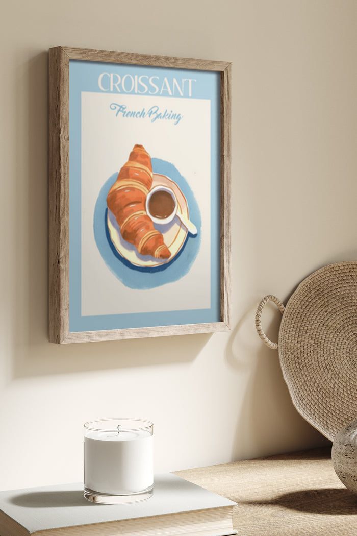 Croissant French Baking framed poster in a cozy home setting
