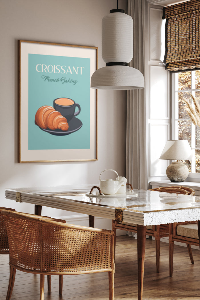 Croissant French Baking vintage poster in a modern dining room