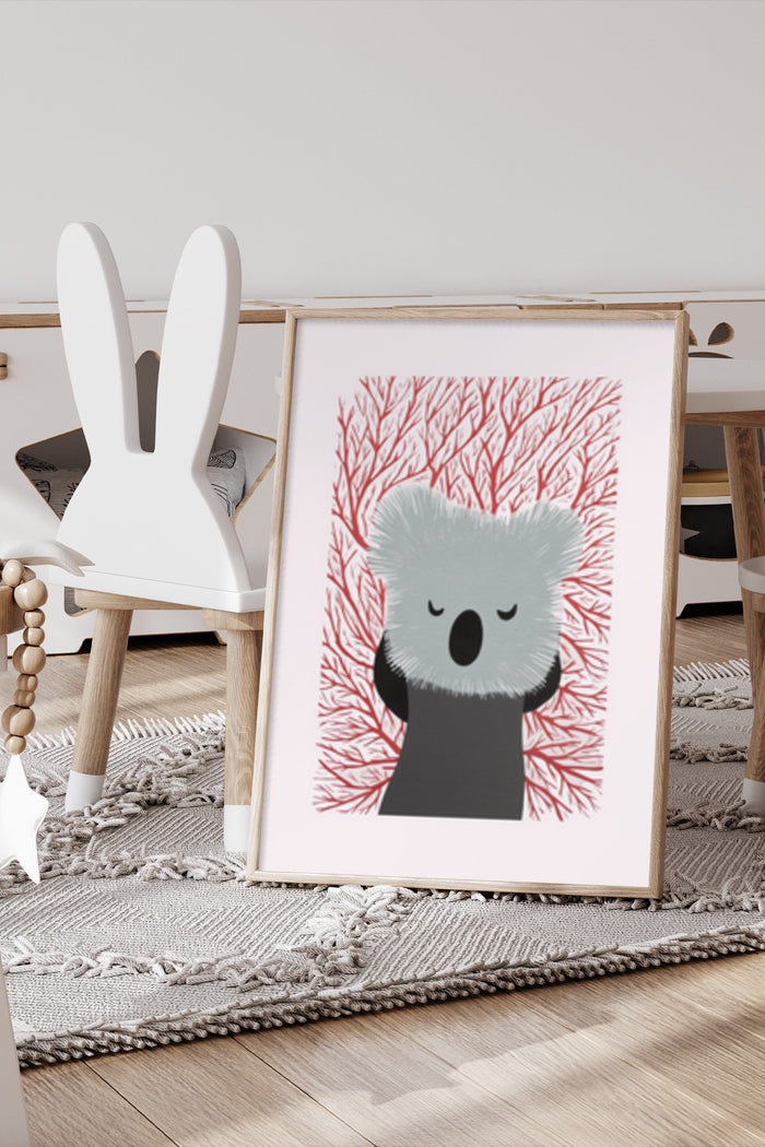 Cute Koala Cartoon Poster Art for Nursery Room Decor
