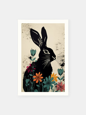 Dark Floral Bunny Poster