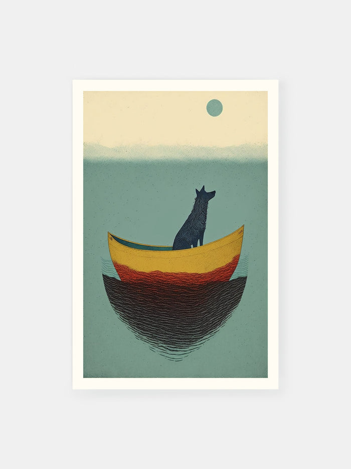 Hund im Ozean Reise Poster