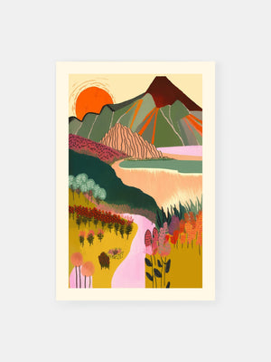 Verträumte Sonnenuntergangs-Landschaft Poster