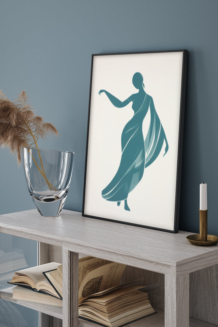 Elegant Abstract Dancer Silhouette Artwork Poster in a Modern Room