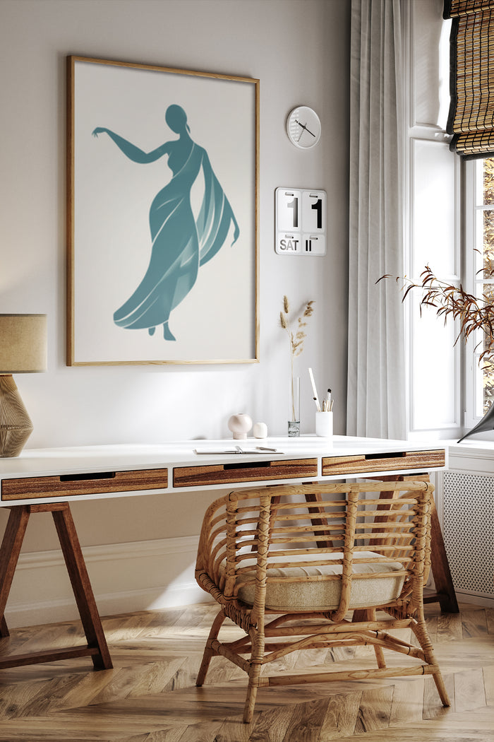 Elegant dancer silhouette artwork in a modern home interior setting