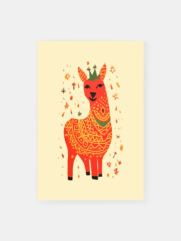 Festive Christmas Llama Poster