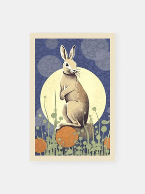 Floral Rabbit Moonlight Poster
