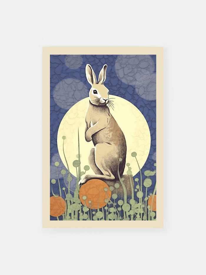 Floral Rabbit Moonlight Poster - Klumo Shop