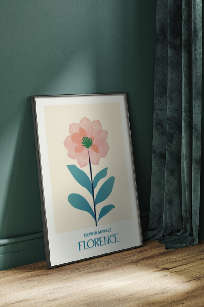 Artistic poster of a pink flower representing Florence Flower Market