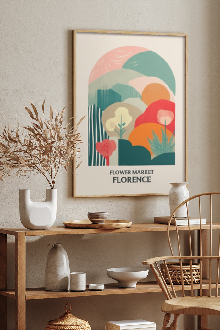 Vintage Flower Market Florence Poster in Stylish Interior Decor