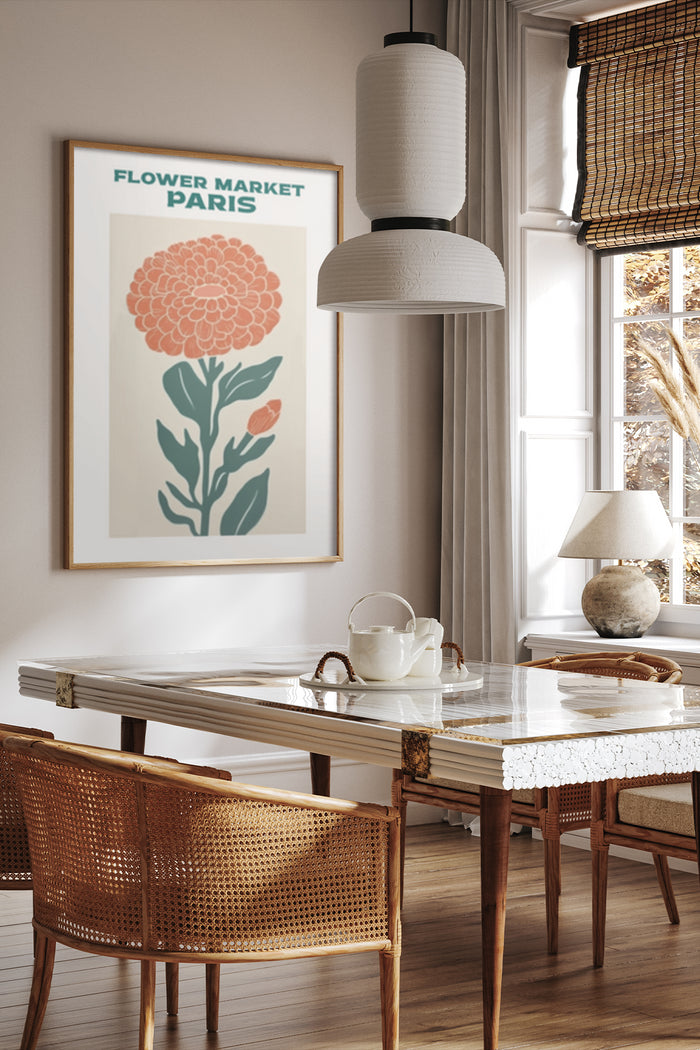 Elegant interior design with Flower Market Paris poster artwork