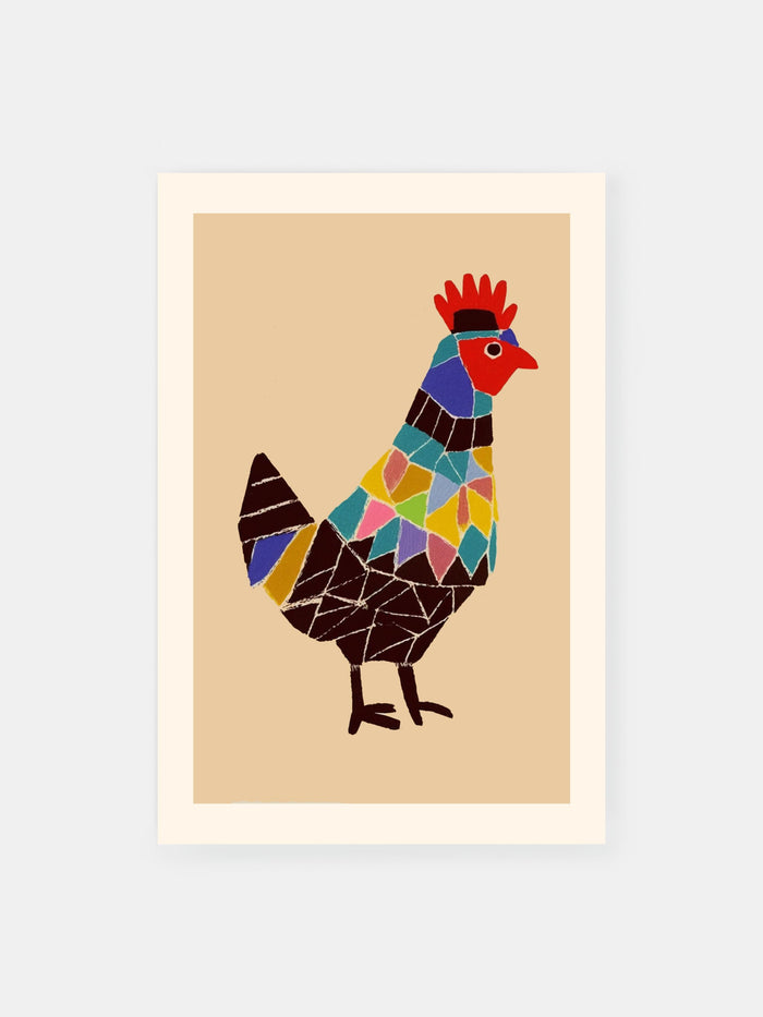 Old Roster Poster Folk Art Rooster Poster - Klumo Shop