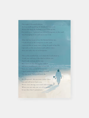Footprints in Sand Inspirational Christian Poster