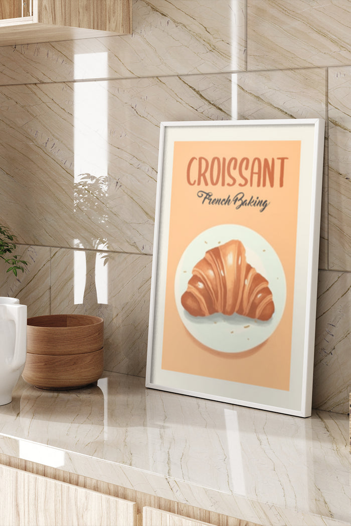 French Croissant Baking Poster on Wall in Kitchen Decor