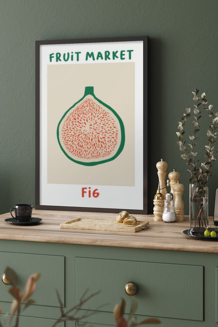 Fruit Market Fig Poster Artwork Displayed in Home Decor Setting