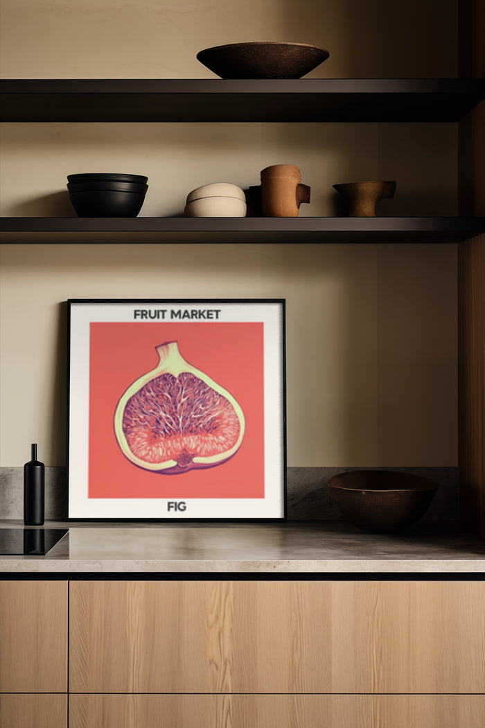 Fruit Market Fig Poster in Modern Kitchen Interior
