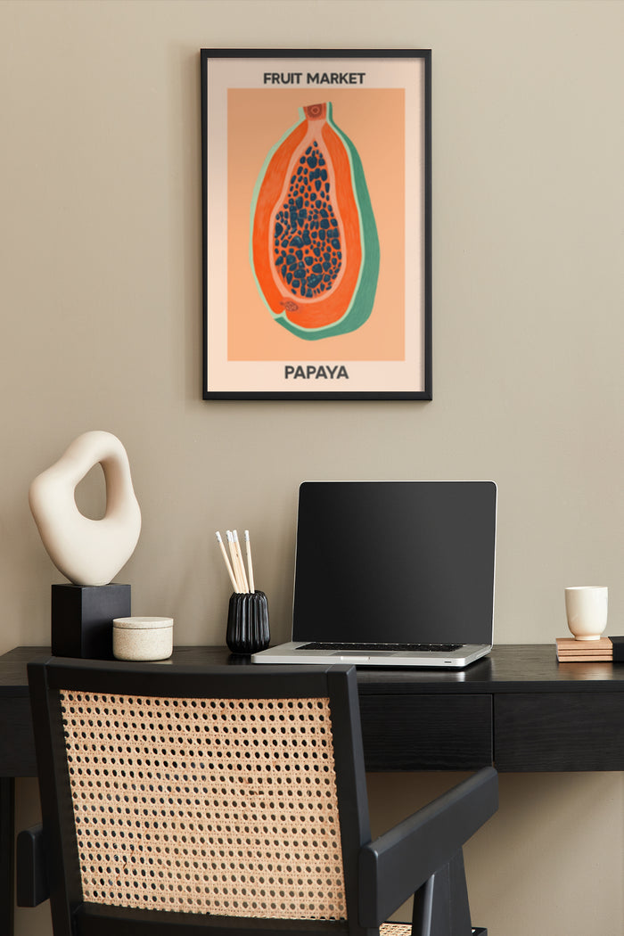 Fruit Market Papaya Poster in a Modern Office Setup