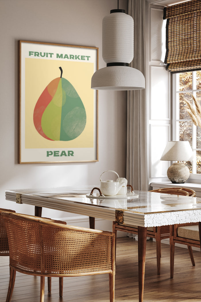Contemporary Fruit Market Pear Poster in Modern Kitchen Interior