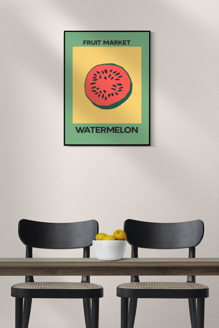 Fruit Market Watermelon Poster Displayed in Modern Home Interior
