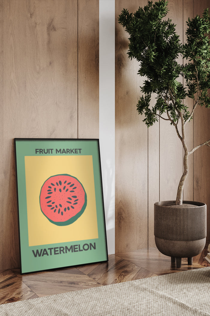 Stylish Fruit Market Watermelon Poster in Modern Interior