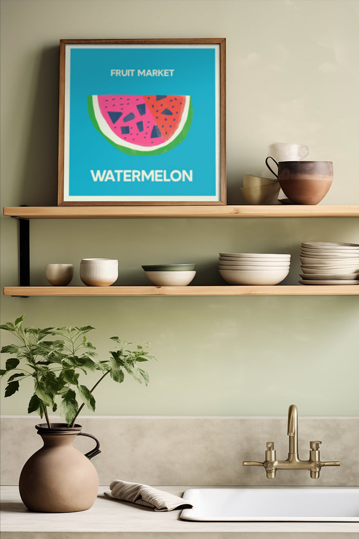 Fruit Market Watermelon Poster on Kitchen Wall