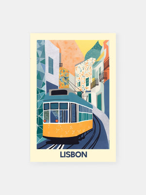 Geometric Lisbon Tram Poster