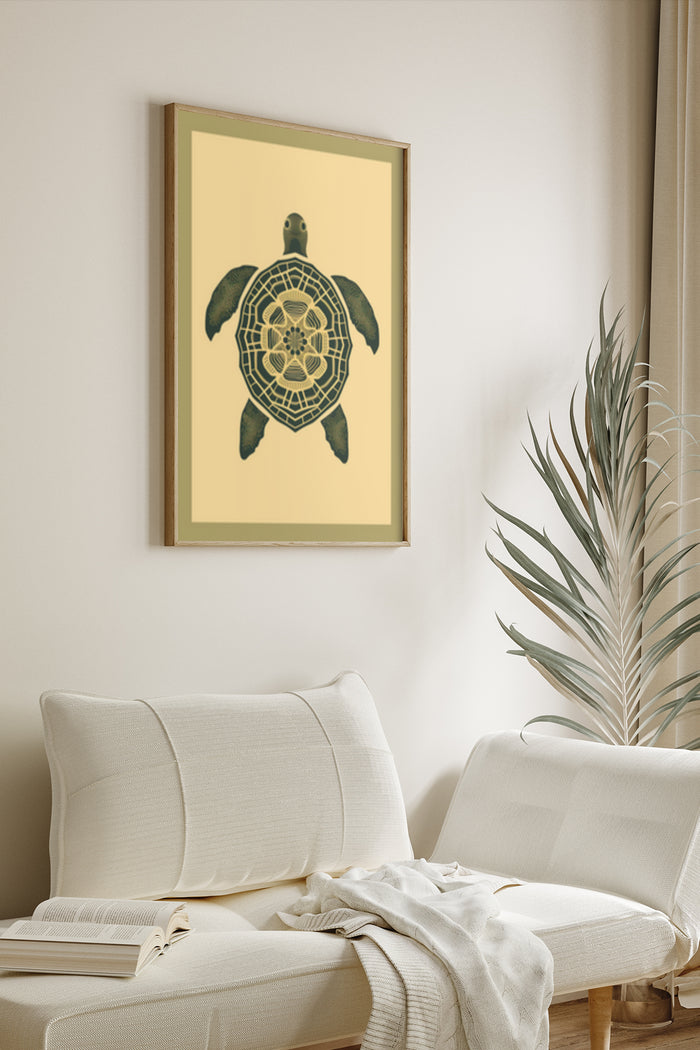 Geometric Turtle Wall Art Poster in Modern Living Room Decor