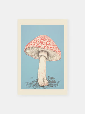Gigantic Woodcut Mushroom Poster