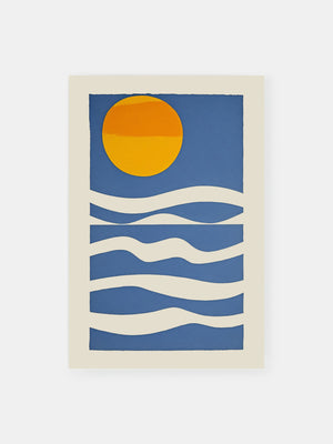 Graphic Ocean and Sunlit Waves Poster
