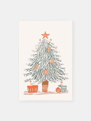 Handgezeichneter Weihnachtsbaum Poster